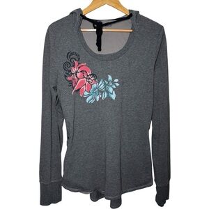 Crazy Shirt Hawaii Womens XL Long Sleeve Maui Island Gray Hooded Pockets FLAW